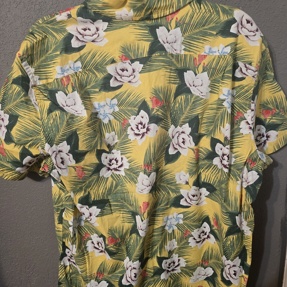 Sonoma Yellow Tropical Floral Print Short-Sleeve Shirt